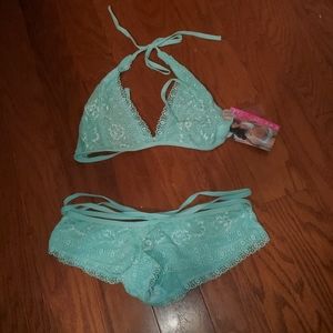 Aqua Lace Lingerie Set